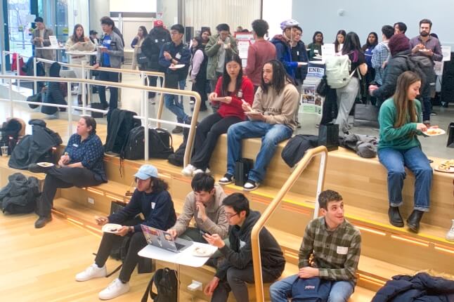 A large gathering of second-year Harvard engineering students